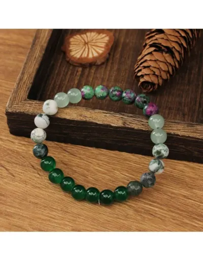 Replica Energy Passion Calmness Clarity Abundance Green Stone Bracelet #801770 $9.30 USD for Wholesale