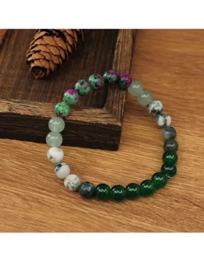 Replica Energy Passion Calmness Clarity Abundance Green Stone Bracelet #801770 $9.30 USD for Wholesale