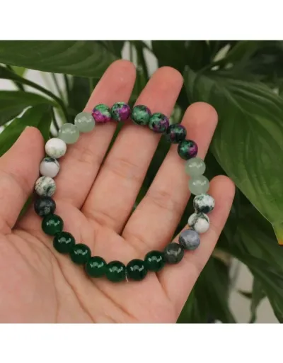 Replica Energy Passion Calmness Clarity Abundance Green Stone Bracelet #801770 $9.30 USD for Wholesale