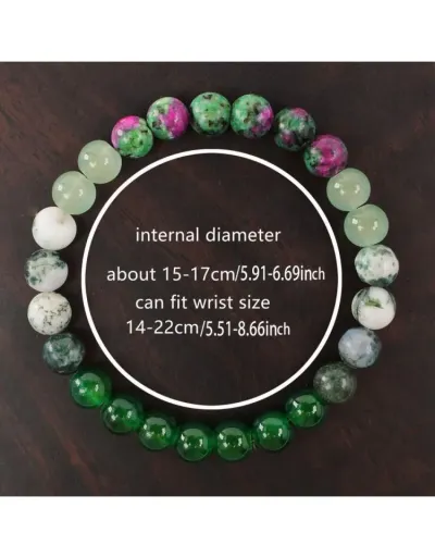 Replica Energy Passion Calmness Clarity Abundance Green Stone Bracelet #801770 $9.30 USD for Wholesale