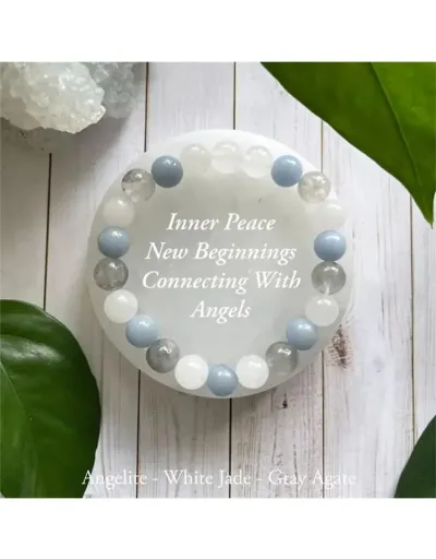 Aquamarine Gray Agate Inner Peace Bracelet #801772 $9.26 USD, Wholesale Fashion 