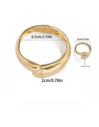 Replica Irregular Electroplating Bracelet And Ring Set Easy Match Jewelry #801775 $14.17 USD for Wholesale