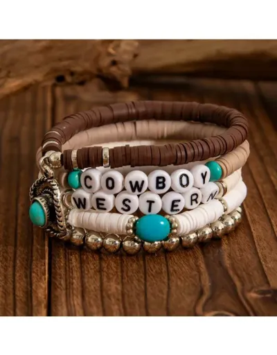 Replica Letter Pattern Bohemian Beads Bracelet #801785 $8.57 USD for Wholesale