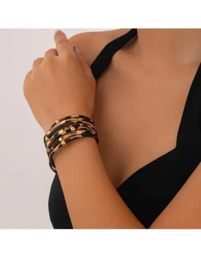 Replica Luxurious Leopard PU Bracelet #801786 $10.78 USD for Wholesale