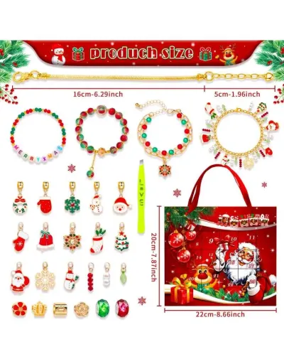 24pcs Christmas Surprise Bracelet Box Girl DIY Bracelet Kit #801787 $21.52 USD, Wholesale Fashion 