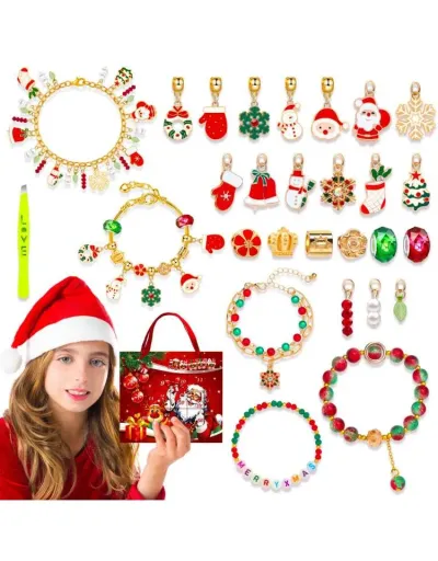 Replica Christmas Girl DIY Bracelet Kit 24pcs Cartoon Alloy Mutil-colored Electroplating Bracelet  #801789 $21.78 USD for Wholesale