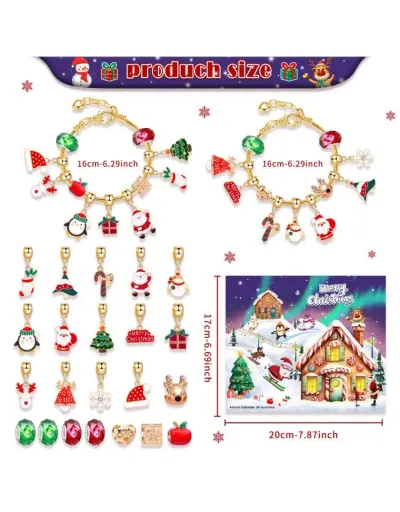 Replica 24Pcs Kids Christmas Bracelet Making Kit For Girls Ages 3-12 Jewelry Making Kit Easy To Craft Christmas Gifts #801791 $22.79 USD for Wholesale