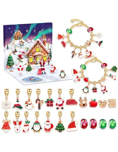 Replica 24Pcs Kids Christmas Bracelet Making Kit For Girls Ages 3-12 Jewelry Making Kit Easy To Craft Christmas Gifts #801791 $22.79 USD for Wholesale