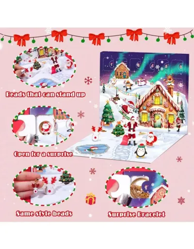 Replica 24Pcs Kids Christmas Bracelet Making Kit For Girls Ages 3-12 Jewelry Making Kit Easy To Craft Christmas Gifts #801791 $22.79 USD for Wholesale