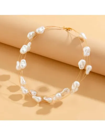 Replica European Style Chain Faux Pearl Electroplated Bracelet #801793 $7.62 USD for Wholesale