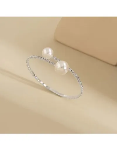 Replica Irregular Faux Pearl Metal Annular Bracelet #801795 $6.06 USD for Wholesale