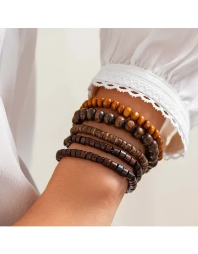 Replica Ethnic Wooden Beads Bracelet #801797 $9.59 USD for Wholesale