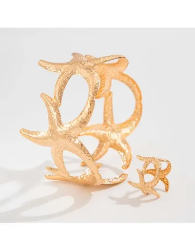 Replica Starfish Irregular Pattern Electroplating Bracelet Ring Sets #801800 $9.13 USD for Wholesale