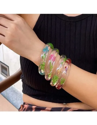 Replica Flower Acrylic Transparent Bracelet #801802 $11.58 USD for Wholesale