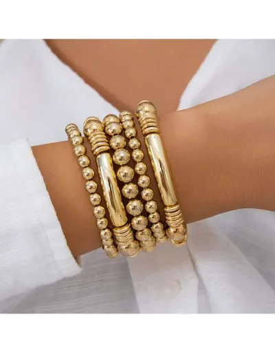 Chain Layered Annular Electroplating Bracelet #801816 $7.44 USD, Wholesale Fashion 