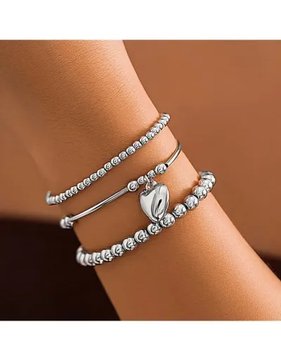 Chain Heart Electroplating Easy Match Bracelet #801818 $5.68 USD, Wholesale Fashion 