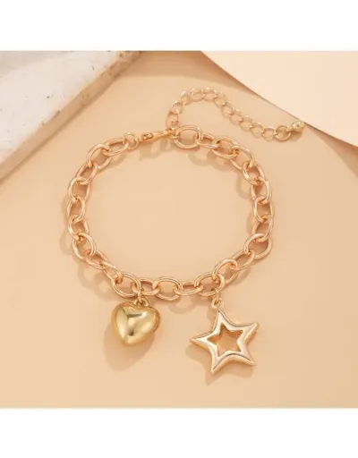 Replica Chain Heart Alloy Annular Bracelet #801820 $6.18 USD for Wholesale