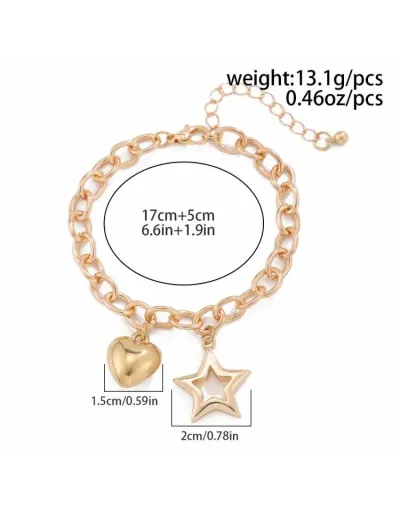 Replica Chain Heart Alloy Annular Bracelet #801820 $6.18 USD for Wholesale