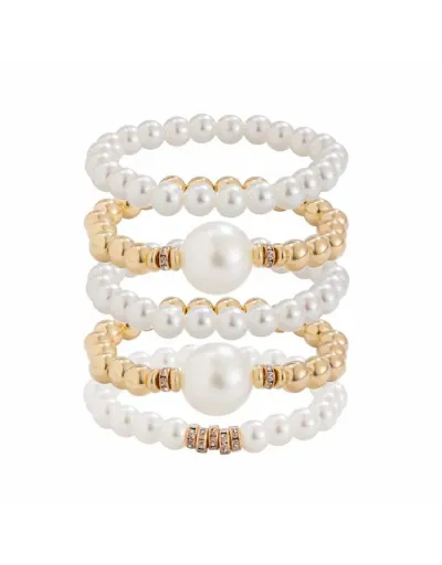 Replica Faux Pearl Layered European Electroplating Bracelet #801822 $7.88 USD for Wholesale