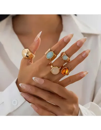 Exquisite Patchwork Acrylic Inlay Electroplating Rings #801838 $10.33 USD, Wholesale Fashion Ring