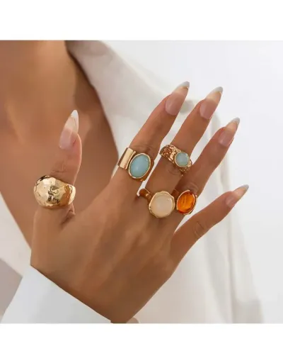 Replica Exquisite Patchwork Acrylic Inlay Electroplating Rings #801838 $10.33 USD for Wholesale