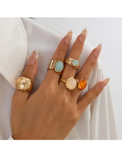 Replica Exquisite Patchwork Acrylic Inlay Electroplating Rings #801838 $10.33 USD for Wholesale