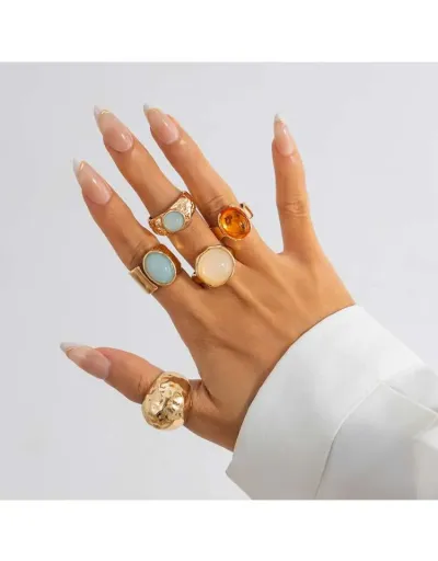 Replica Exquisite Patchwork Acrylic Inlay Electroplating Rings #801838 $10.33 USD for Wholesale