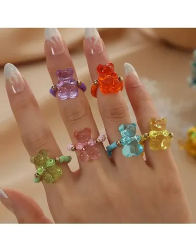 Adorable Beading Bear Pattern Rings #801839 $10.09 USD, Wholesale Fashion Ring