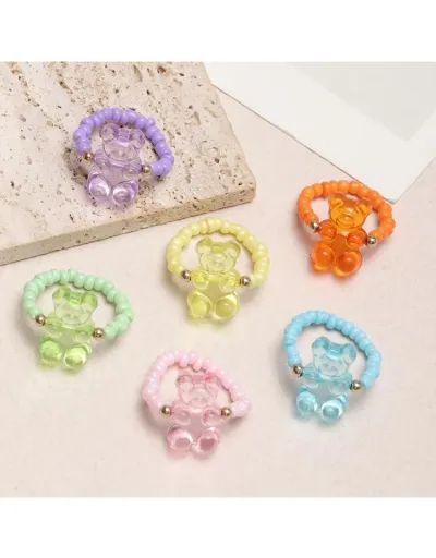 Replica Adorable Beading Bear Pattern Rings #801839 $10.09 USD for Wholesale