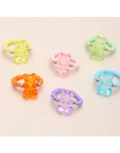 Replica Adorable Beading Bear Pattern Rings #801839 $10.09 USD for Wholesale