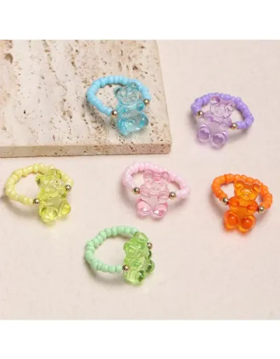 Replica Adorable Beading Bear Pattern Rings #801839 $10.09 USD for Wholesale