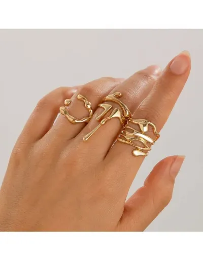 Replica Geometric Irregular Exquisite Electroplating Rings Set #801845 $6.80 USD for Wholesale