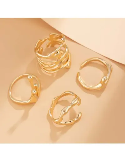 Replica Geometric Irregular Exquisite Electroplating Rings Set #801845 $6.80 USD for Wholesale