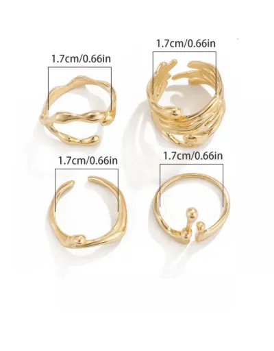 Replica Geometric Irregular Exquisite Electroplating Rings Set #801845 $6.80 USD for Wholesale