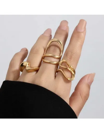 Geometric Irregular Alloy Electroplating Rings Set #801849 $7.62 USD, Wholesale Fashion Ring