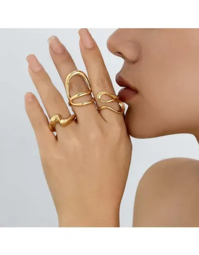 Replica Geometric Irregular Alloy Electroplating Rings Set #801849 $7.62 USD for Wholesale