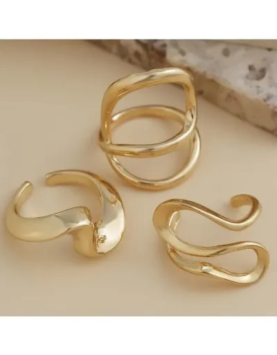 Replica Geometric Irregular Alloy Electroplating Rings Set #801849 $7.62 USD for Wholesale