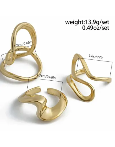 Replica Geometric Irregular Alloy Electroplating Rings Set #801849 $7.62 USD for Wholesale