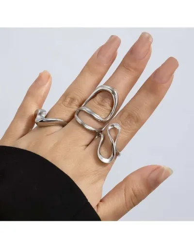 Replica Geometric Irregular Alloy Electroplating Rings Set #801849 $7.62 USD for Wholesale