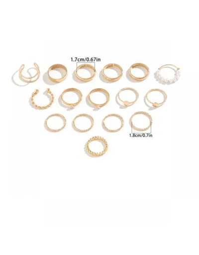 Replica Geometric Rhinestone Alloy Circular Rings Set #801852 $7.15 USD for Wholesale