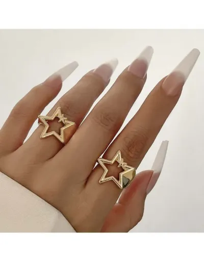 Replica Geometric Hollow-out Electroplating European Rings Set #801854 $6.92 USD for Wholesale