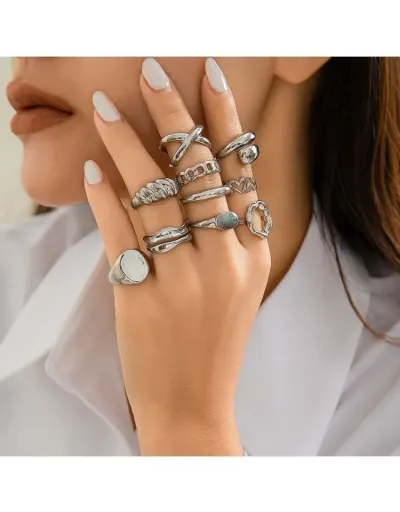 Replica Irregular Geometric Alloy Annular Rings Set #801856 $7.72 USD for Wholesale