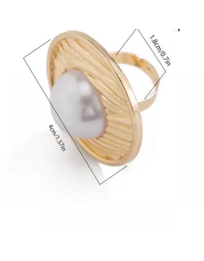 Replica Faux Pearl Irregular Exquisite Electroplating Ring #801858 $5.15 USD for Wholesale