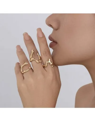 Geometric Irregular Electroplating Exquisite Rings Set #801875 $6.34 USD, Wholesale Fashion Ring