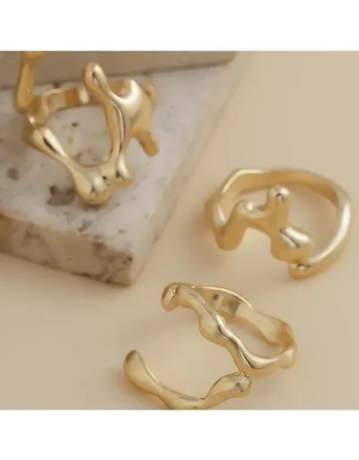 Replica Geometric Irregular Electroplating Exquisite Rings Set #801875 $6.34 USD for Wholesale