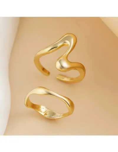 Replica Geometric Irregular European Electroplated Rings Set Chic Jewelry #801881 $6.59 USD for Wholesale