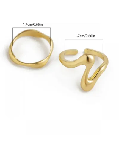 Replica Geometric Irregular European Electroplated Rings Set Chic Jewelry #801881 $6.59 USD for Wholesale