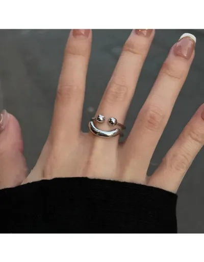 Replica Geometric Smile Face Metal Annular Ring #801895 $7.07 USD for Wholesale