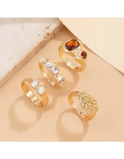 Replica Geometric Rhinestone Alloy Annular Rings  Set #801896 $7.70 USD for Wholesale