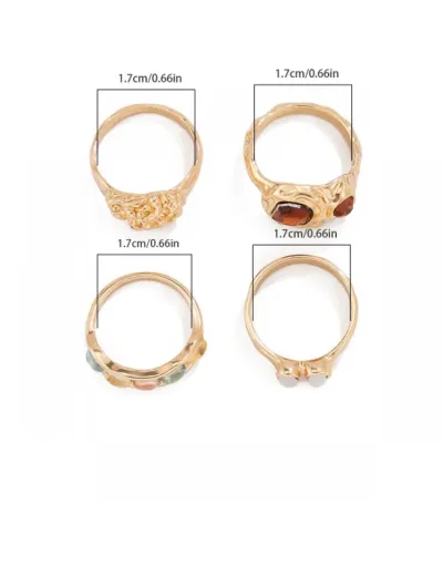 Replica Geometric Rhinestone Alloy Annular Rings  Set #801896 $7.70 USD for Wholesale